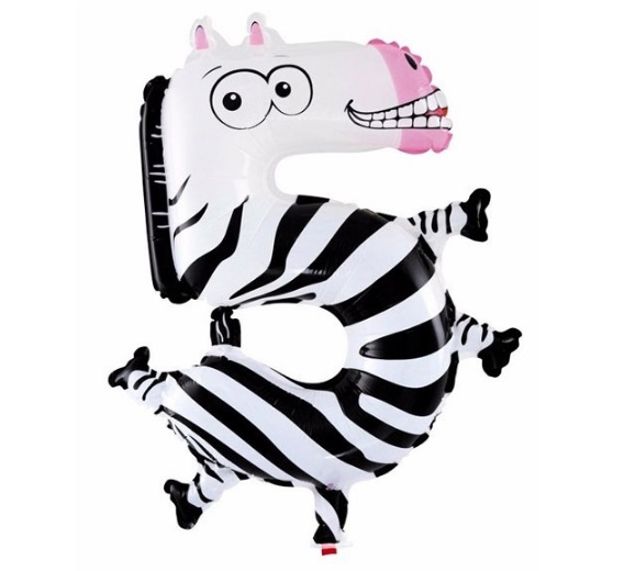 Balon Cifra 5 Zebra Heliu pentru Petrecere Ziua Copilului