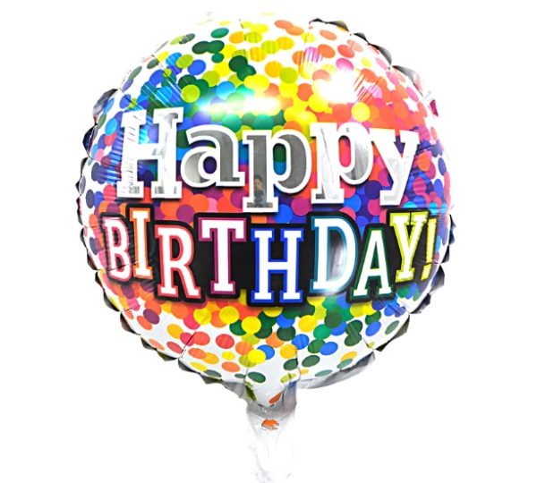 Balon folie Happy Birthday, 44cm, aer sau heliu - Baloane Petreceri Copii