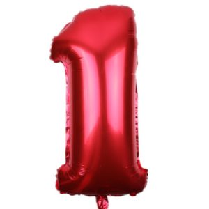 Balon Rosu Cifra 1, 40cm, heliu sau aer