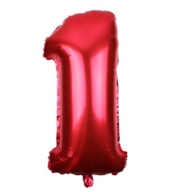 Balon Rosu Cifra 1, 40cm, heliu sau aer