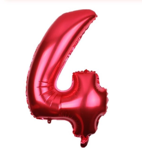 Balon Rosu Cifra 4, 42cm, heliu sau aer