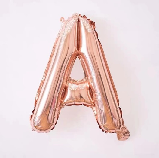 Balon Litera A, 42cm, rose-gold, folie de aluminiu