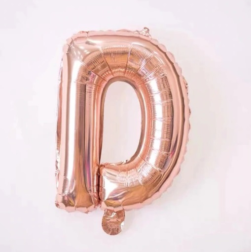 Balon Litera D, 42cm, rose-gold, aer sau heliu