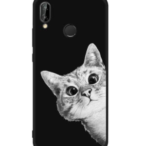 Husa Telefon Huawei P10 Lite, culoare neagra, imagine pisica amuzanta