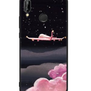 Husa Telefon Huawei P9 Lite 2017, culoare neagra, avion si nori roz