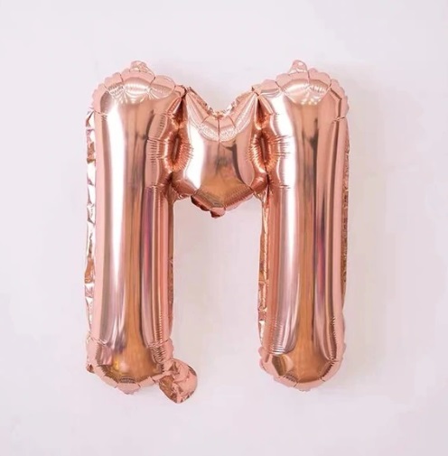Baloane cu Litere Roz Aurii - Balon Litera M, 42cm, rose-gold