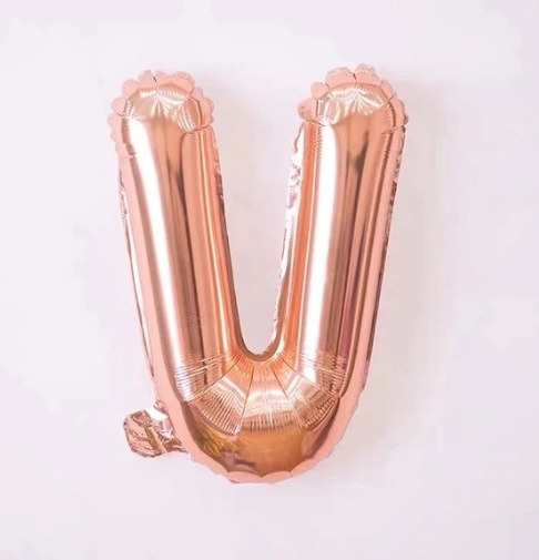 Baloane cu Litere - Balon Litera V, 42cm, rose-gold