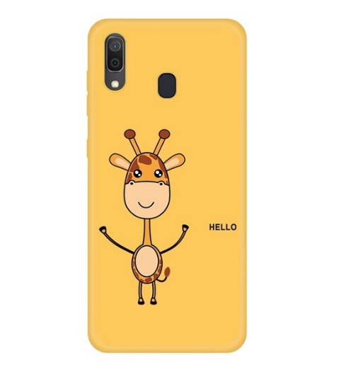 Husa Telefon Samsung Galaxy A30 - Culoare Galbena - Model Girafa: Hello