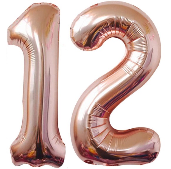 Baloane cifre numar 12, rose gold, 75cm - Balon 12