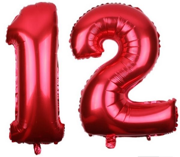 Baloane Cifre Numar 12, Rosii, 42cm - Balon 12