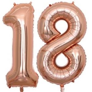 Set baloane cifre numar 18, rose gold, 75cm, majorat - Balon 18