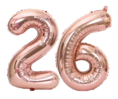 Set baloane cifre numar 26, rose gold, 75cm