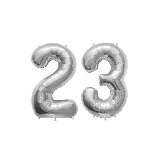 Set Baloane Mari Cifre Numar 23, Argintii, 75cm, Heliu sau Aer