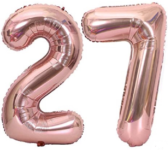 Set baloane mari cifre 27, rose gold, 1 metru, heliu sau aer