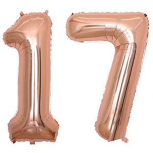 Set baloane cifre numar 17, rose gold, 75cm - Balon 17