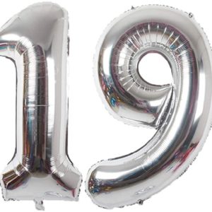 Baloane cifre numar 19, argintii, 75cm - Balon 19