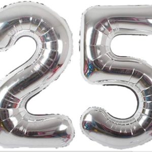 Set baloane cifre numar 25, argintii, 75cm - Balon 25