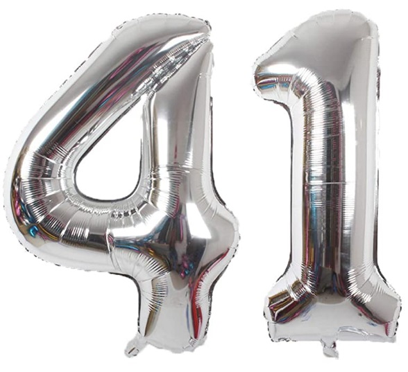 Set baloane cifre numar 41, argintii, 75cm