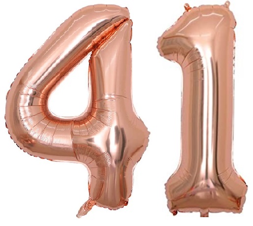 Set baloane cifre numar 41, rose gold, 75cm - Balon 41