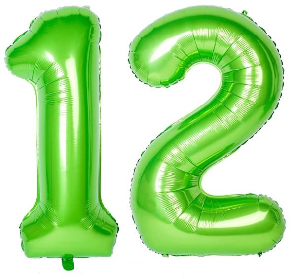 Set baloane uriase cifre numar 12, verzi, 113cm - Balon 12