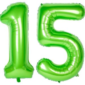 Baloane uriase cifre numar 15, verzi, 116cm - Balon 15