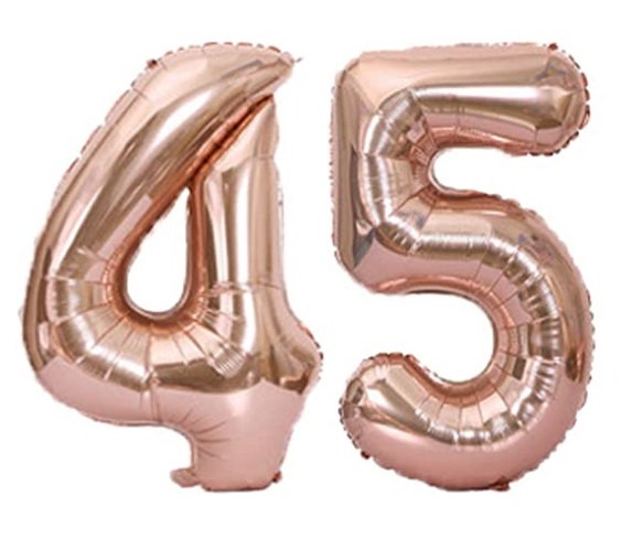 Set baloane cifre numar 45, rose gold, 75cm - Balon 54