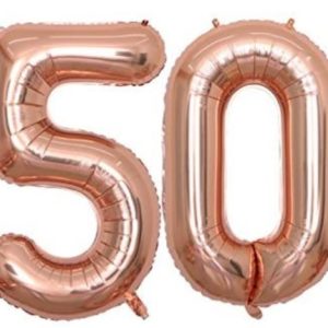 Set baloane cifre numar 50, rose gold, 75cm - Balon 50