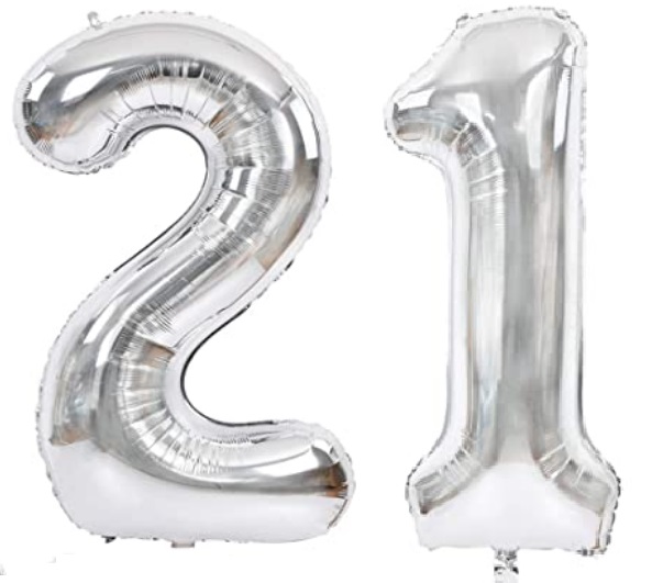 Set baloane cifre numar 21, argintii, 75cm - Balon 21