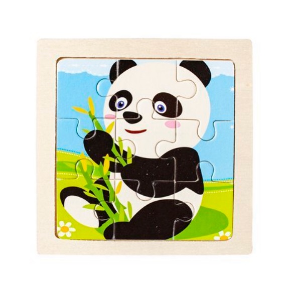 Jucarie puzzle din lemn animale, urs panda