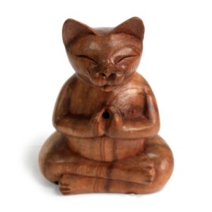 Statueta Decorativa Pisica Yoga Din Lemn, Aromaterapie, Conuri Parfumate