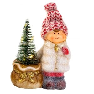 Decoratiune de Craciun fetita cu brad luminos - Cadouri Secret Santa