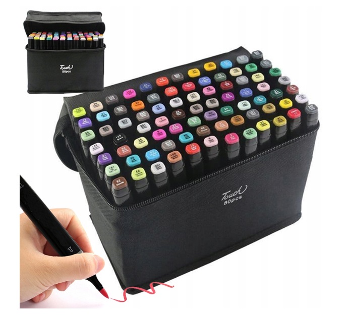 Set 80 markere colorate cu 2 capete