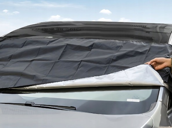 Parasolar auto exterior cu doua fete pentru vara si iarna, termoizolant
