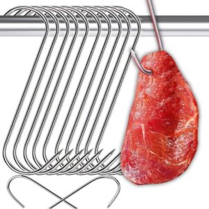 Set 10 carlige din inox pentru carne sau carnati, macelarie, afumatoare, 18 cm x 5 mm