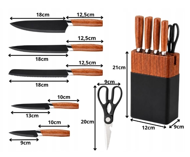 Cutite Bucatarie cu Suport - Dimensiuni Cutite Bucatarie cu Suport - Dimensiuni