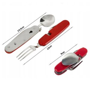 Briceag multifunctional 4 in 1, cutit, furculita, lingura, deschizator sticle